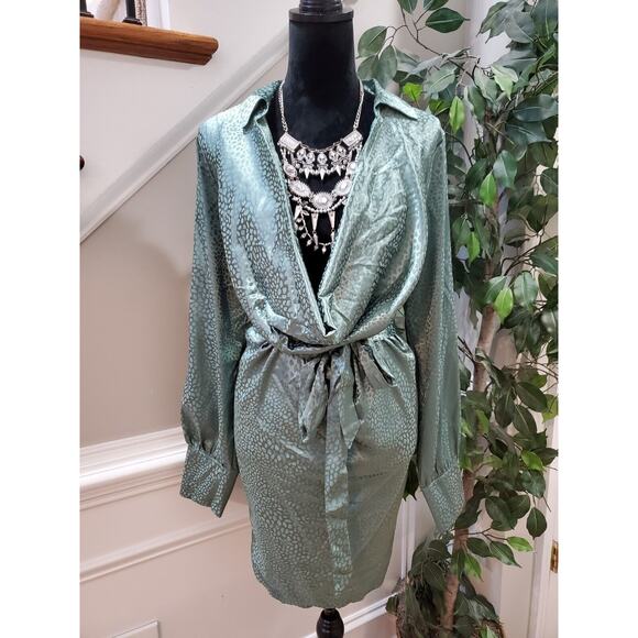 Fashion Nova "You Better Work" Green Polyester Long Sleeve Knee Length Size XL - Picture 14 of 14